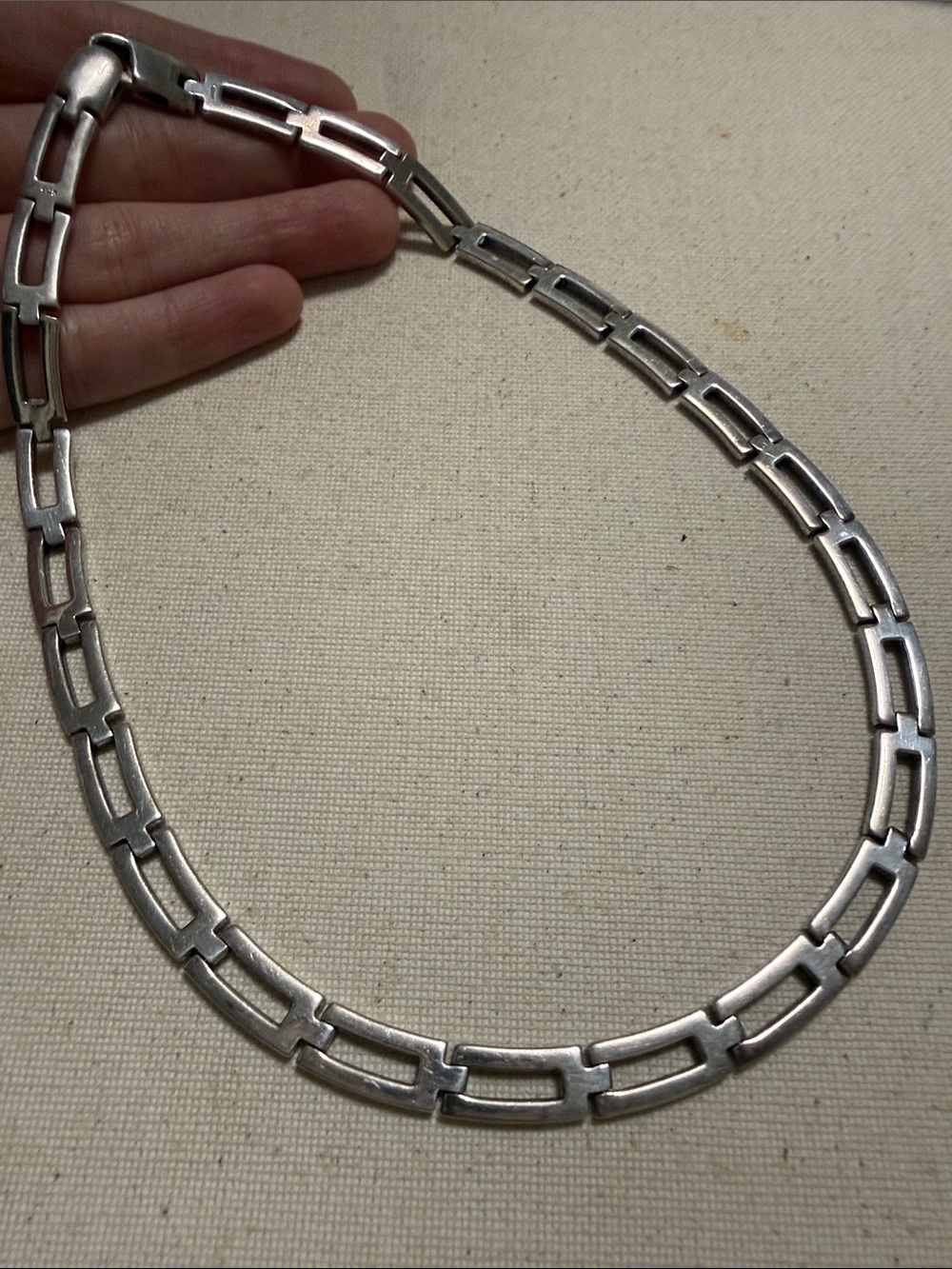 Stunning Classic Sterling Silver 925 Link Choker Necklace 17’ in